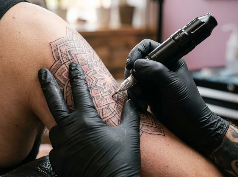 Ornamental & Sacred Geometry carried out by The Art Scribe Tattoos in Brooklyn, NY